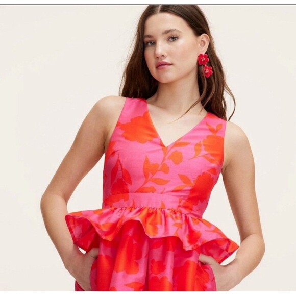 Kate Spade x Target Classic Rose Peplum Midi Dress Size 4 NWT Pockets Cocktail - Picture 2 of 10